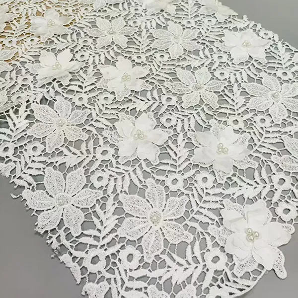 3D floralibus lace Guipure fabricae margaritas aqua soluable funiculum plumaria guipure licio fabricae