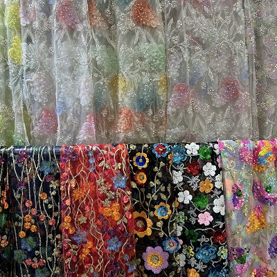 3D Flos Sequin Mesh Fabric
