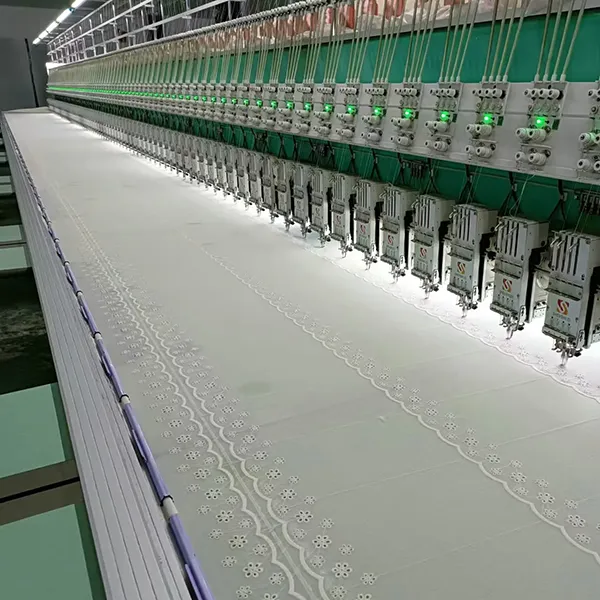 Custom Embroidered Cotton Lace Eyelet Fabric