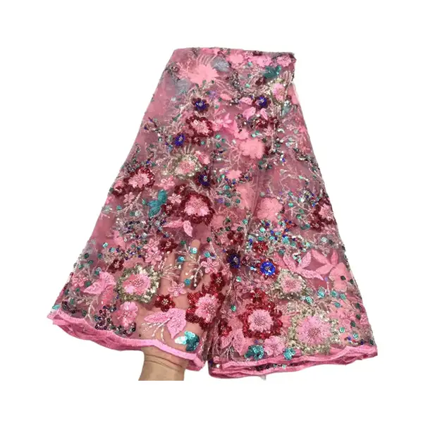 Custom Luxury Heavy Made Embroidery Tulle Beads Lace Mesh Beaded Fabric Custom Luxury Heavy Made Embroidery Tulle Beads Lace Mesh Beaded Fabric