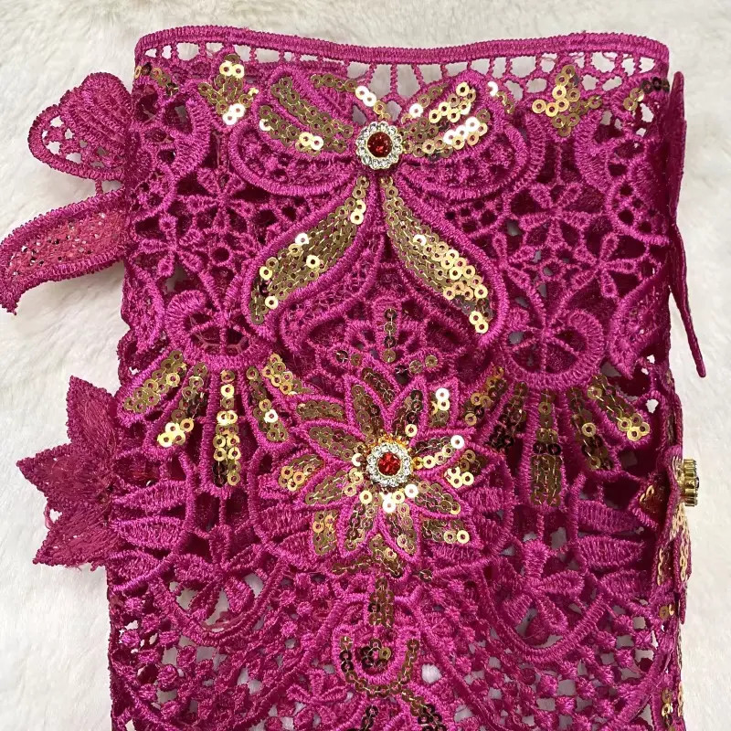 Fashionable High Quality Short Three Dimensional Floral Sequin Lace Suitable For Dresses And Other Accessories