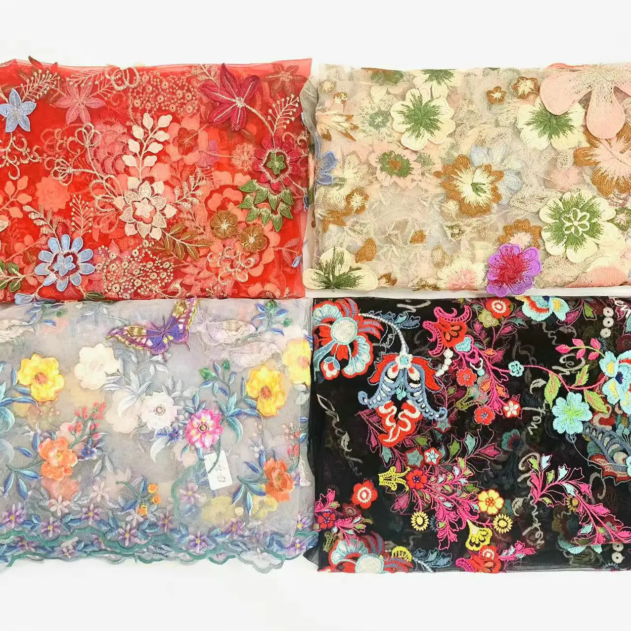 Wholesale Beautiful 3d Flower Beaded Cheap Textile Embroidery Fabric Swiss Voile Lace Trim 2021
