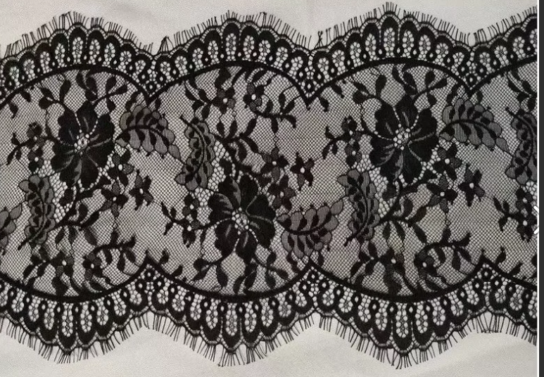 Fan-shaped Nylon Eyelash Lace Trimming for Underwear Decoration Double Scalloped Eyelash Lace Trim