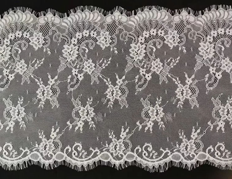 Fan-shaped Nylon Eyelash Lace Trimming for Underwear Decoration Double Scalloped Eyelash Lace Trim