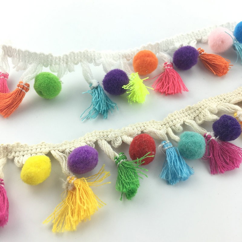 Multi Colors Ball Lace Decorative Tassel Design POM POM Trim