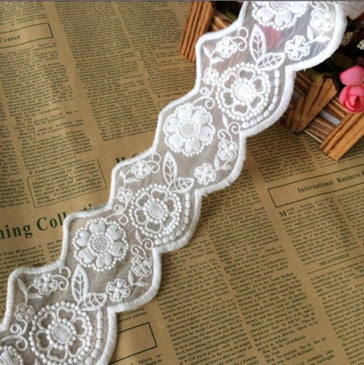 2019 Beautiful Design Crochet Cotton Knitted Lace for Wedding Dress