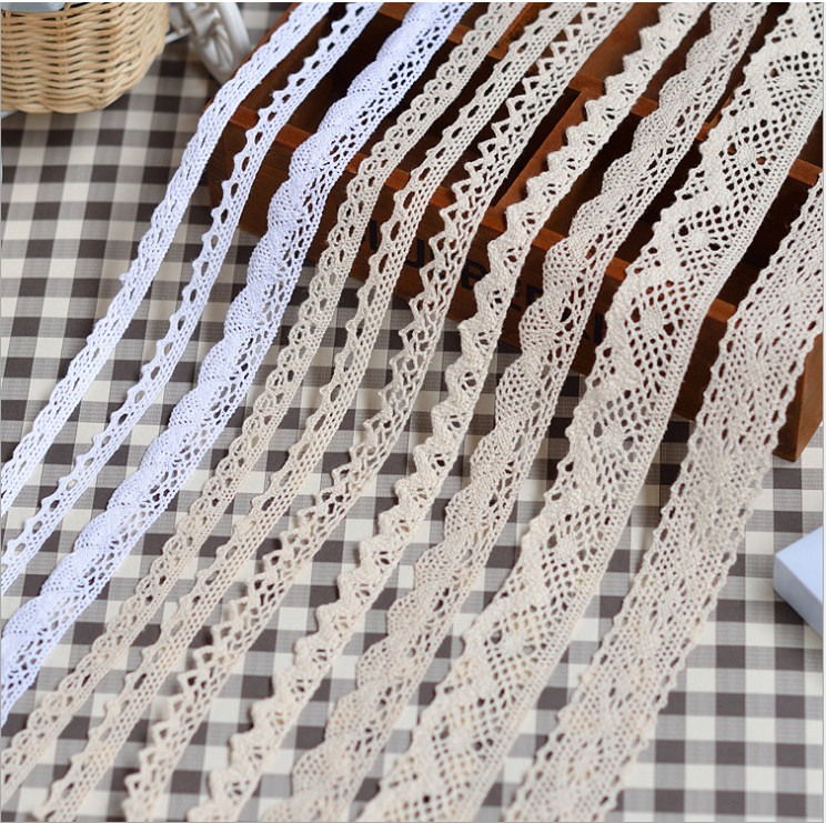 100% Cotton Sustainable Crocheted Embroidery Lace Knitted Trimming Cotton Lace