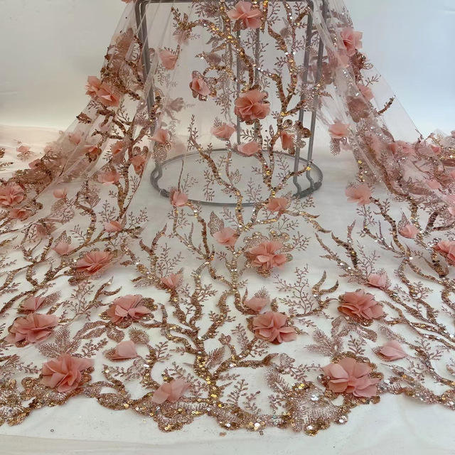 Bead Lacedaemonium MMXXIV Mesh 3D plumarii applique flos plumarii tulle fabricae
