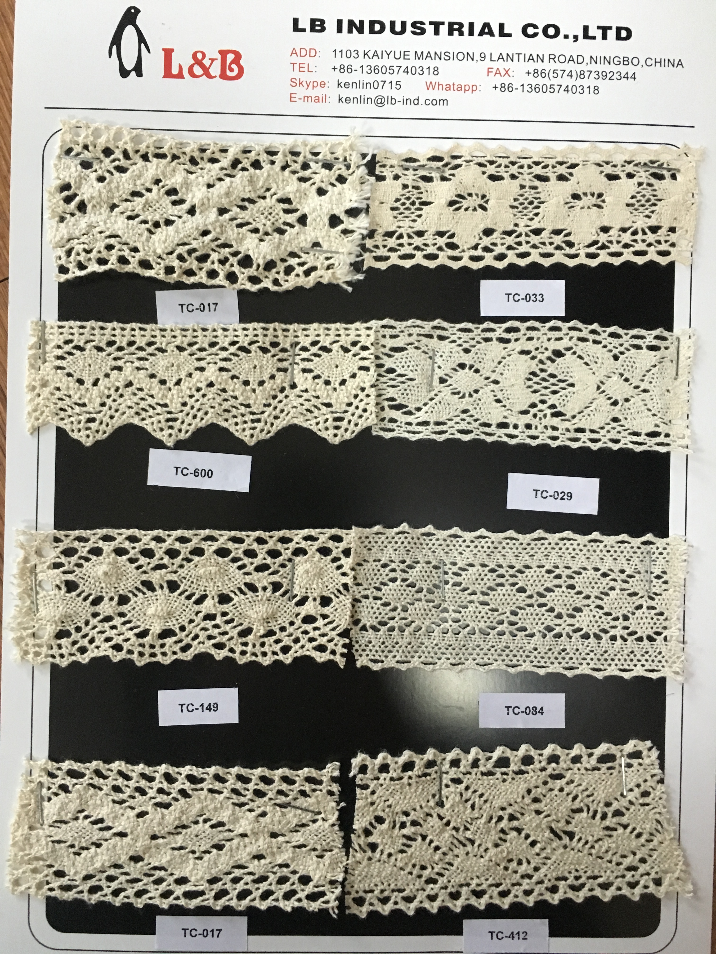 100% Cotton Sustainable Crocheted Embroidery Lace Knitted Trimming Cotton Lace