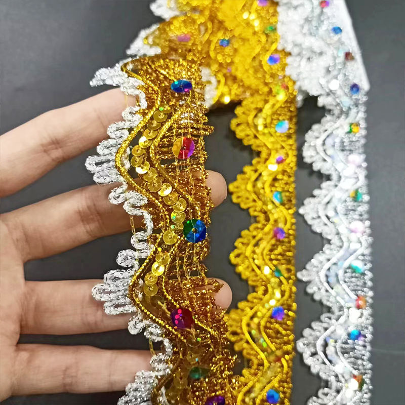 Vestimentum Accessories Aurum et Silver Metallicis Terminus Lace Trim Vitricolor Sequin Aurum Thread Metallic Laced