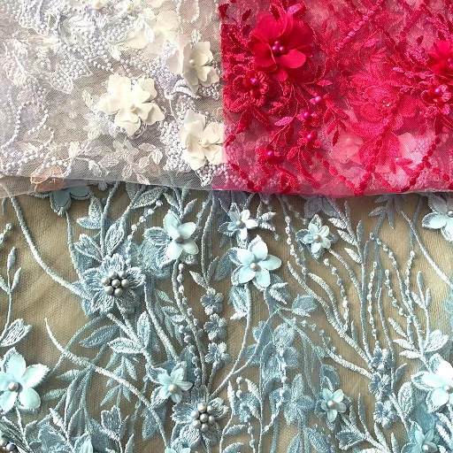 Mesh volutpat Ornatus cum 3D Flos et Sequin