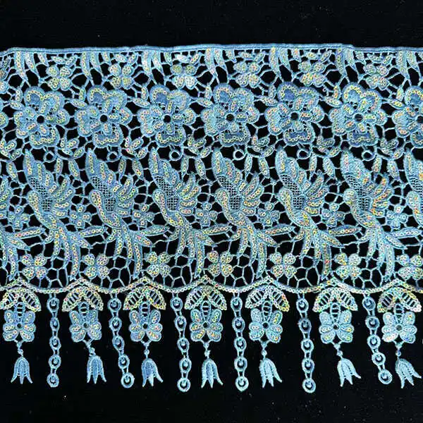 Tutus 25cm Custom Polyester Yarn Sequined Embroidery Lace with Sequins