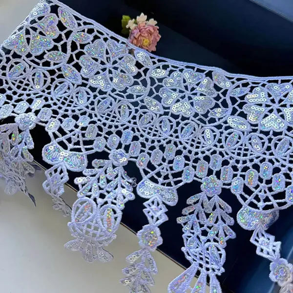 Sequin Custom Sequin Beaded Lace Trimming Lace Embroidered with Sequins